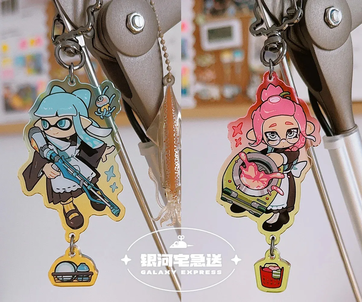 Splatoon3 Anime KeyChain Women Key Chain for Men Key Ring Acrylic Car Keyring Party Pendant Japan Cos Girls Gift