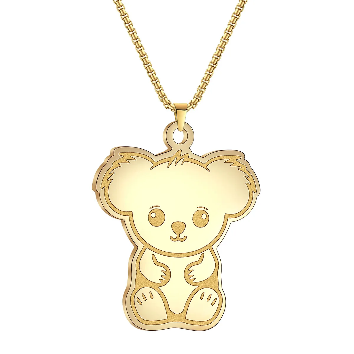 QIMING Animal Cute Koala Pendant Necklace For Women Stainless Steel Cartoon Jewelry Necklace Party Gift