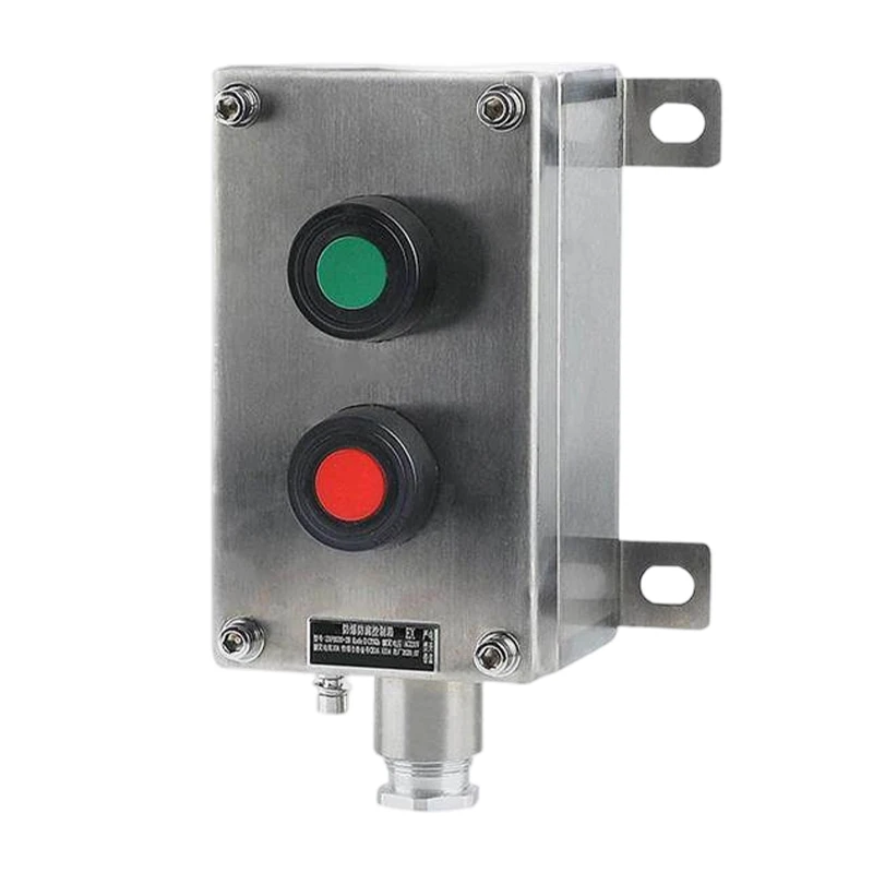 Dual Push Button Switch Start Stop 304 Stainless Steel IP65 WF1 Explosion Proof Control Box for Marine & Chemical Factory