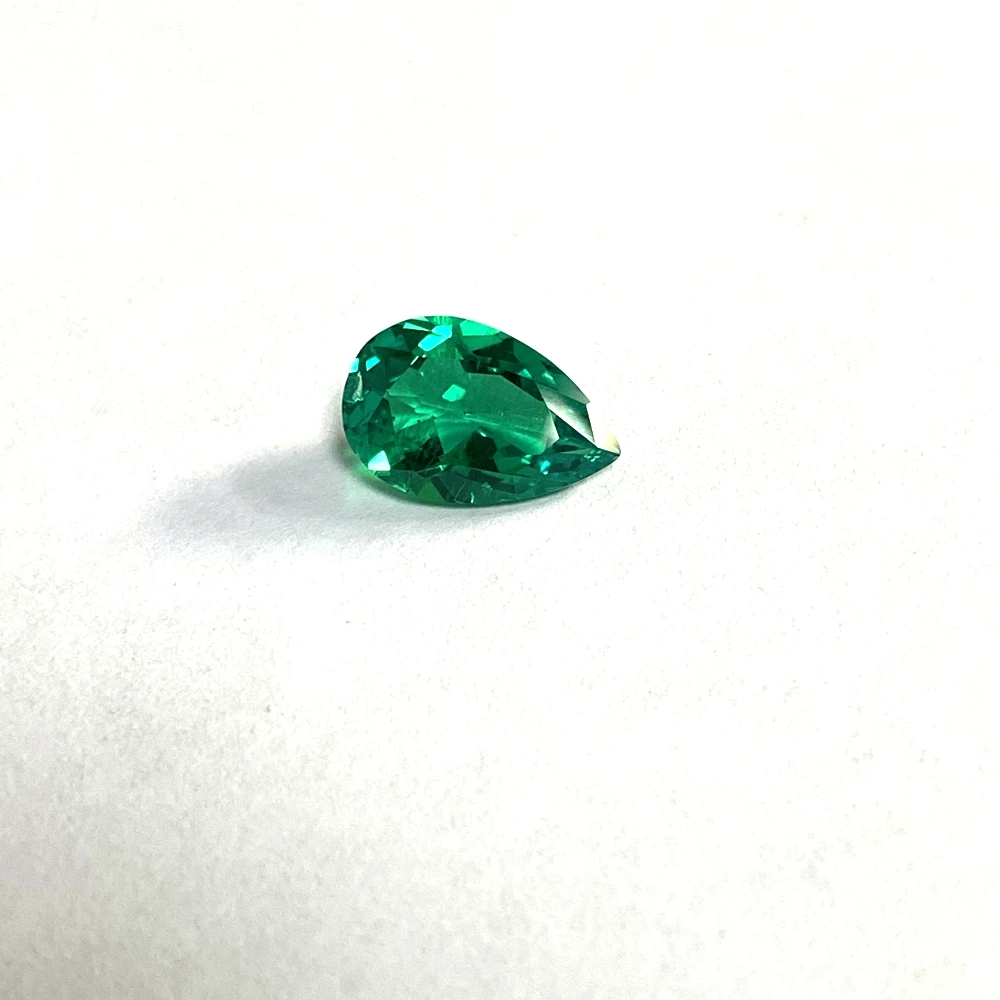 6x8mm-10x14mm Lab Grown Green Pear Emerald Hydrothermal Colombia Inclusion Gemstone for Jewel Making GRA Certificate