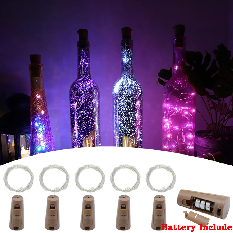 

5Pcs 10Pcs Bottle Cork LED Fairy String Light with Battery Wedding Christmas Garland Lamp for New Year Party Home Decoration