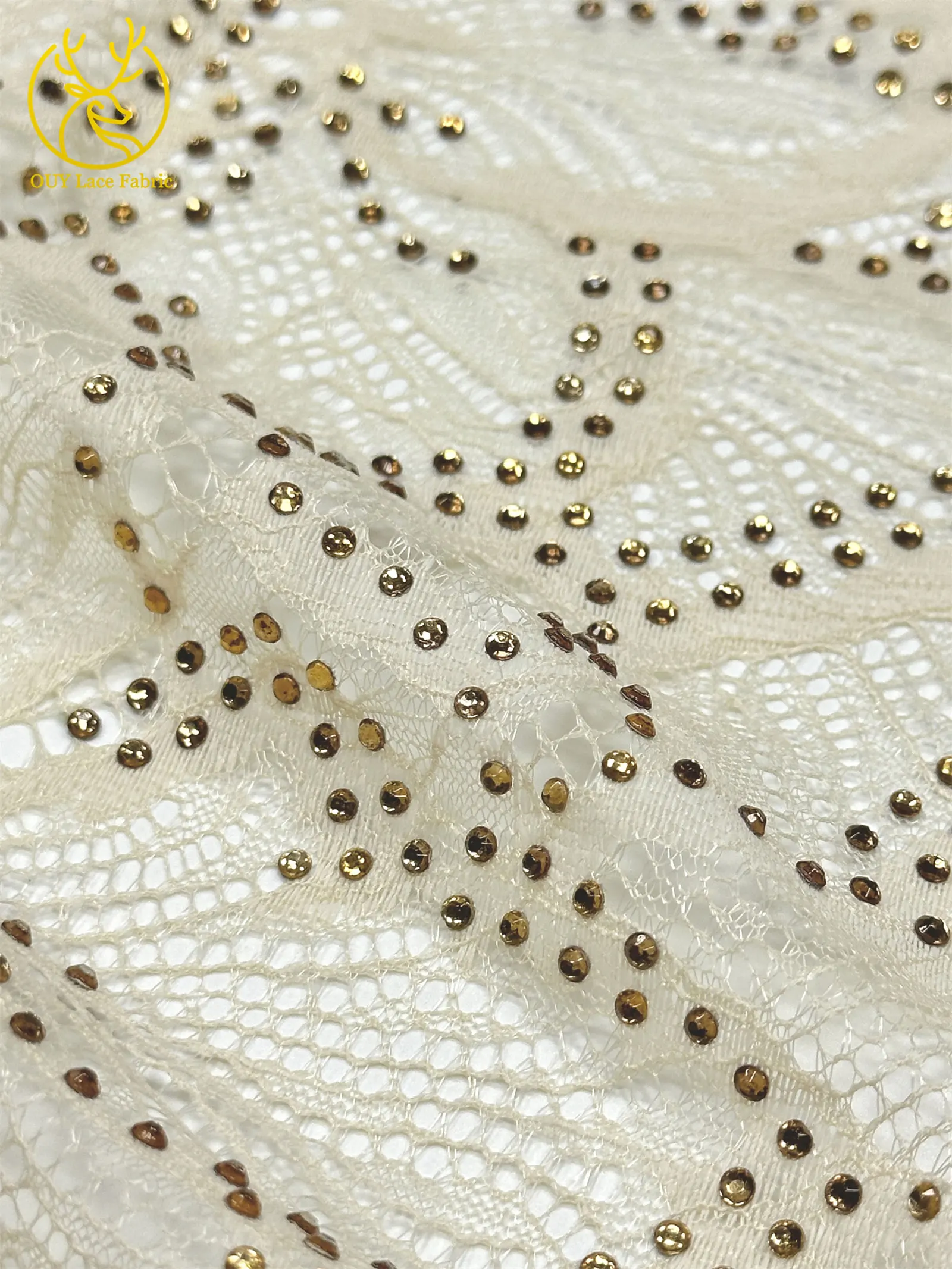 Nigerianischer Glasdiamant-Tüll-Spitzenstoff, französische Pailletten-Spitze, afrikanischer Spitzenstoff für Partykleid, Hochzeitskleid, 5 Yards – Detail 8