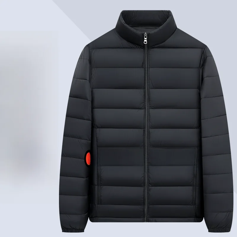 

Men's Lightweight down Cotton Jaet ort Loose Large Size Casual Warm White Fluffy Stand Collar Cotton Coat Hooded Outerwear