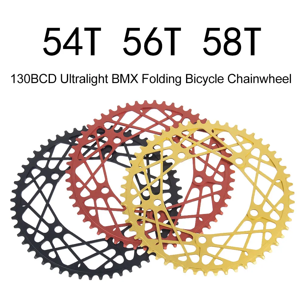 BOLANY 54/56/58T BMX Folding Bicycle Chainwheel Ultralight 130BCD Narrow Wide Chainring Aluminum Alloy Bike Crankset Plate Parts