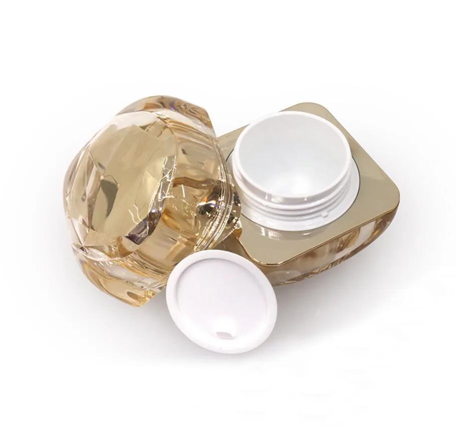 50G gold acrylic jar diamond shape bottle essence day night cream serum moisturizer foundation gel  skin care cosmetic packing