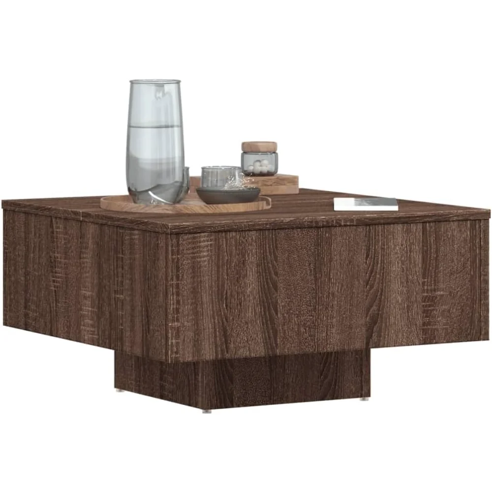 Темно-коричневый журнальный столик, деревянное зерно, обеденный центральный стол в фермерском доме для гостиной, офиса, квадратный