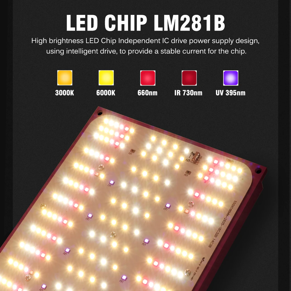 IP65 LED Coltiva La Luce LM281b Dimmerabile Driver Luce Scheda Impermeabile con Modalità ON/OFF UV per Piante da Fiore Veg Coltiva Kit