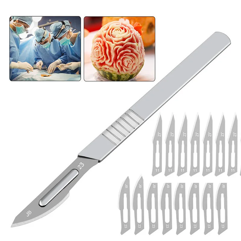 11# 23# Tool Steel Surgical Scalpel Blades + Handle Scalpel DIY Cutting Tool Repair Animal Surgical Knife Mobile Phone Repair