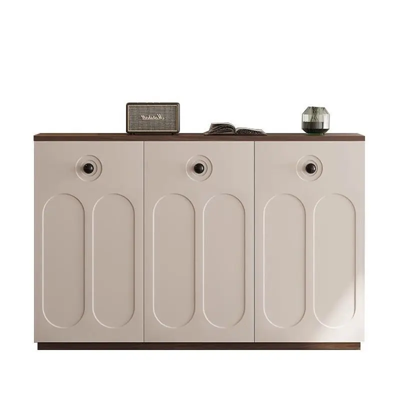 Scarpiera con porta oposta americana color crema, scarpiera da ingresso per soggiorno multistrato a prova di muffa