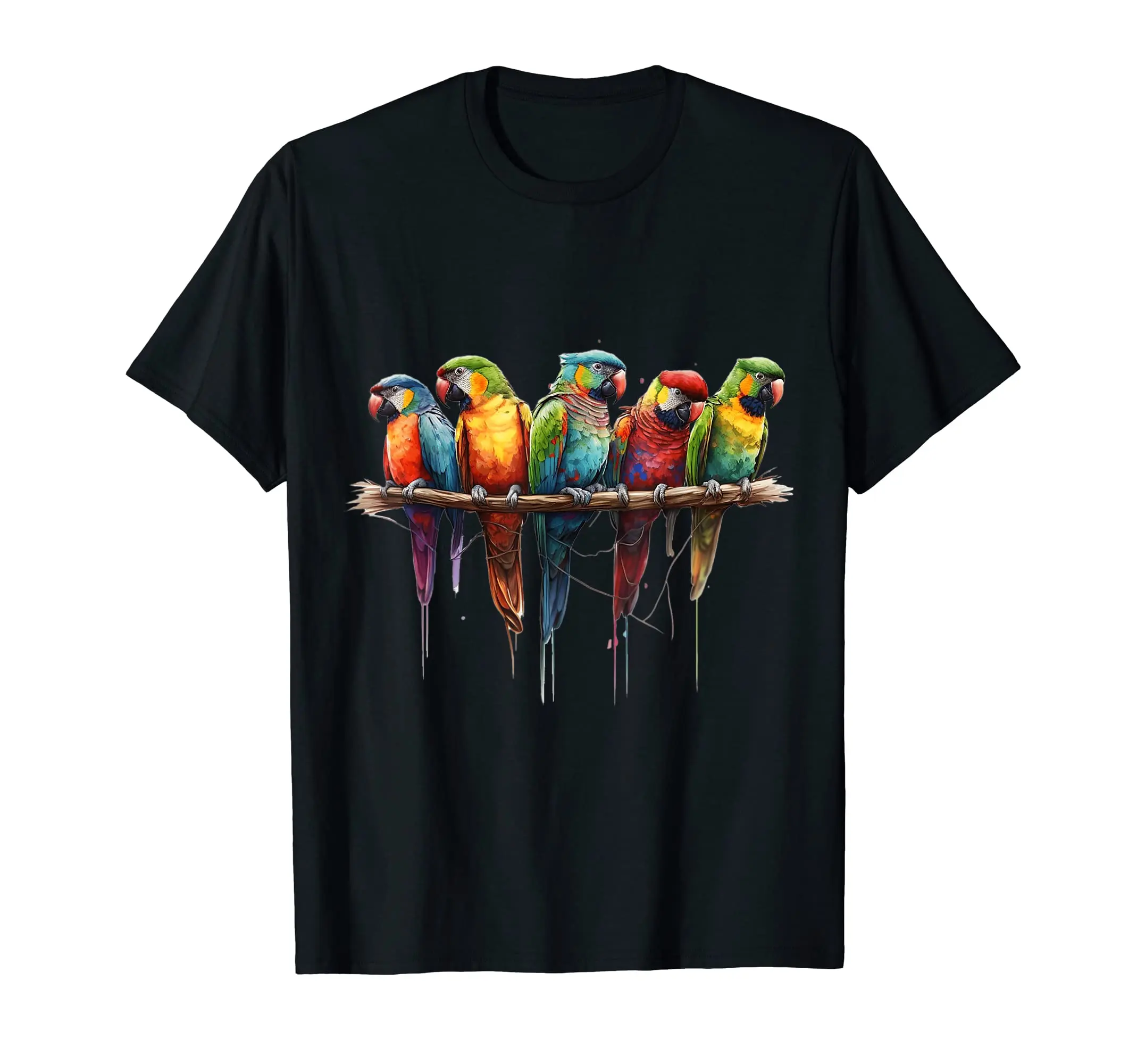 Parrot watercolor Anime Graphic T-shirts for Men Clothing Women Short Sleeve Tees New Arrivals Unisex Summer