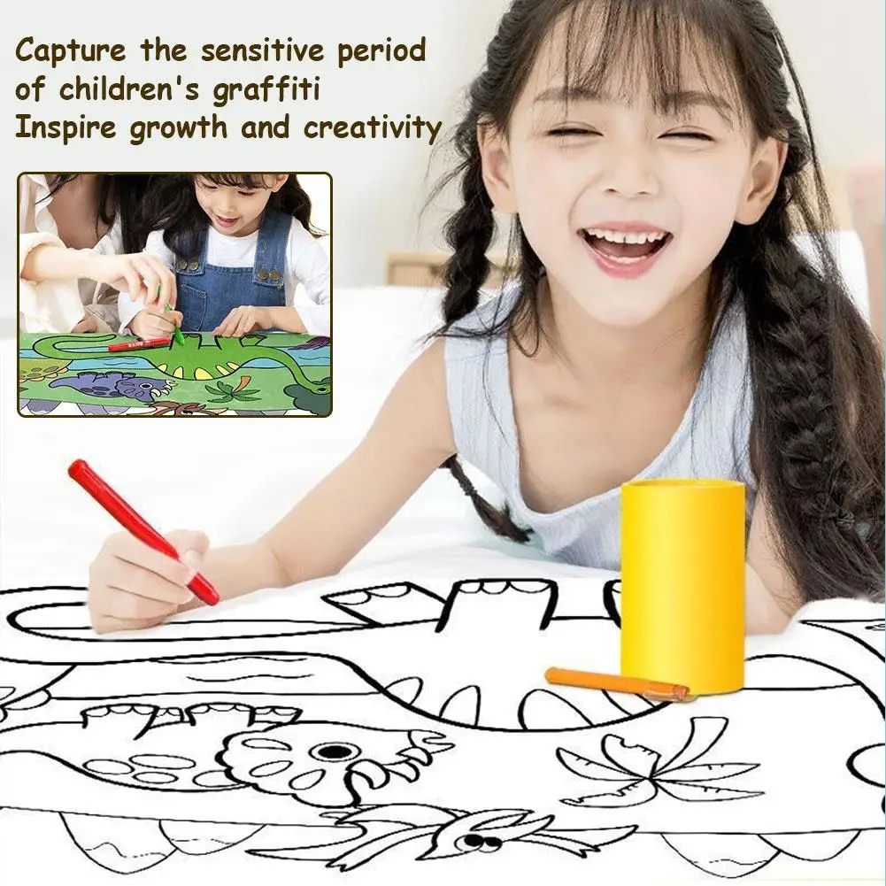 Rotolo di disegno per bambini carta di riempimento di colore appiccicoso Graffiti rotolo di carta da colorare tagliabile per bambini giocattoli di pittura fai da te B1P9