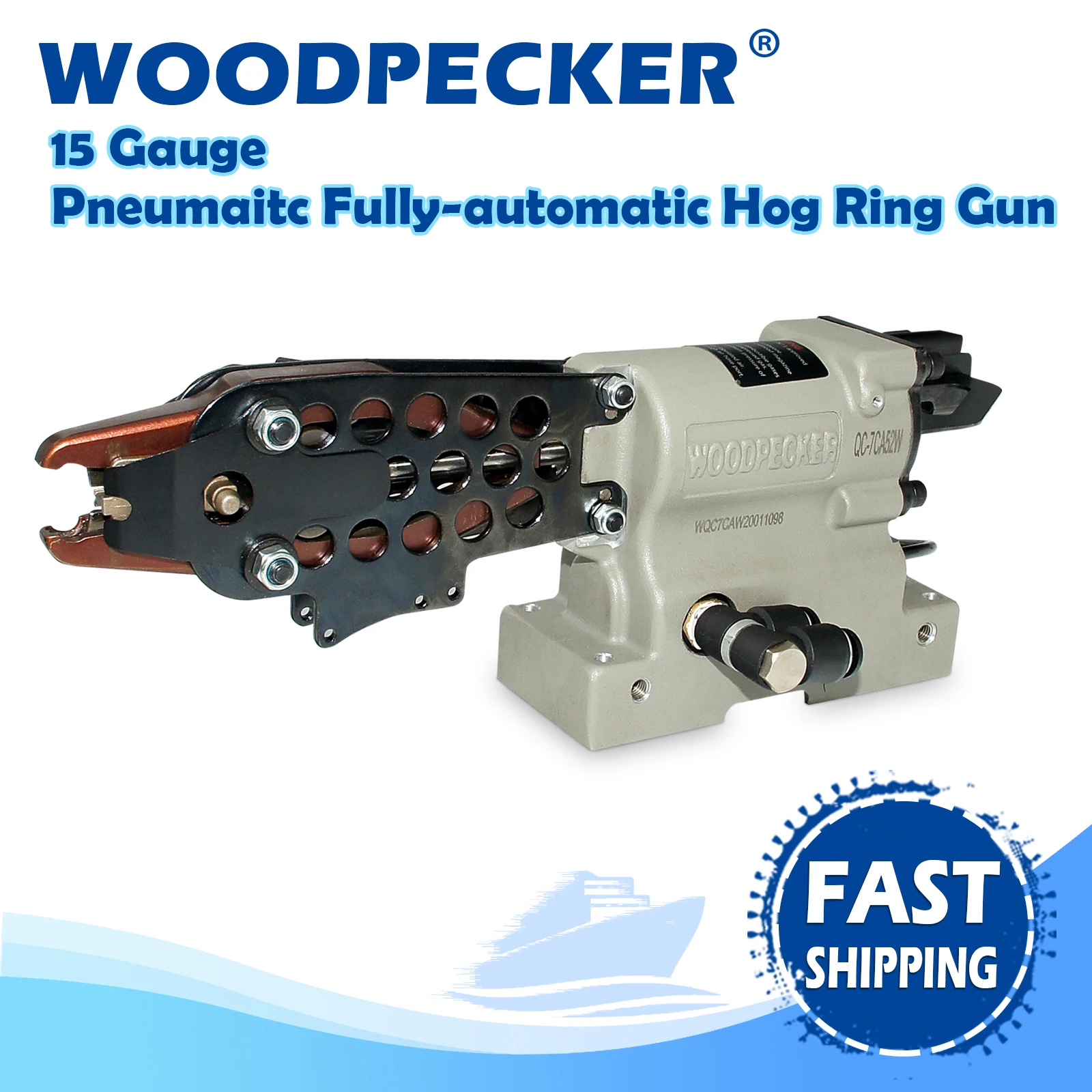 15 Gauge WOODPECKER Pneumaitc Fully-automatic Hog Ring Gun C-type Machine Nailer for Car Seats Spring Mattresses Wire cages