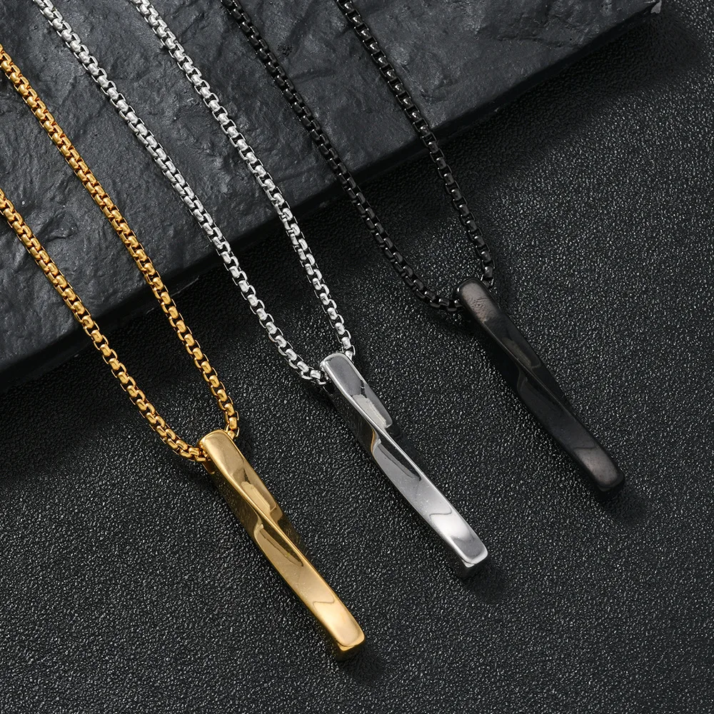 Stainless Steel Spiral Cylinder Pendant Necklace For Men Women High Quality Geometric Necklace With Chain Jewelry Accessories