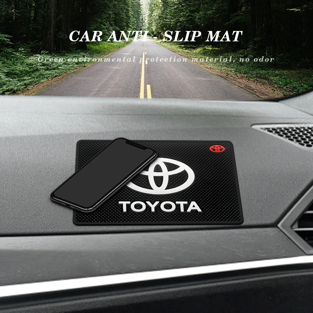 Car Dashboard Sticky Anti-Slip Silicone Mat Auto Logo Non-Slip Pad Phone Sunglasses Holder For Toyota Land Cruiser YARIS CAMRY R