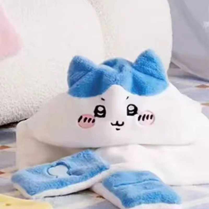 Cute Chiikawa Kawaii Cartoon 3 In 1 Scarf With Hat Gloves Kawaii Anime Character Winter Warm Neck Warmer Headwear Soft Fluffy - view 2