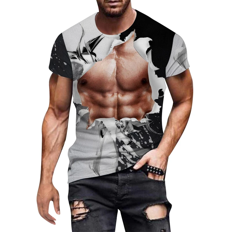 Funny Muscle 3D Graphic Printed T-shirt Summer Unisex Fashion Casual Short-sleeved Harajuku Streetwear Top T Shirts New Men Tees