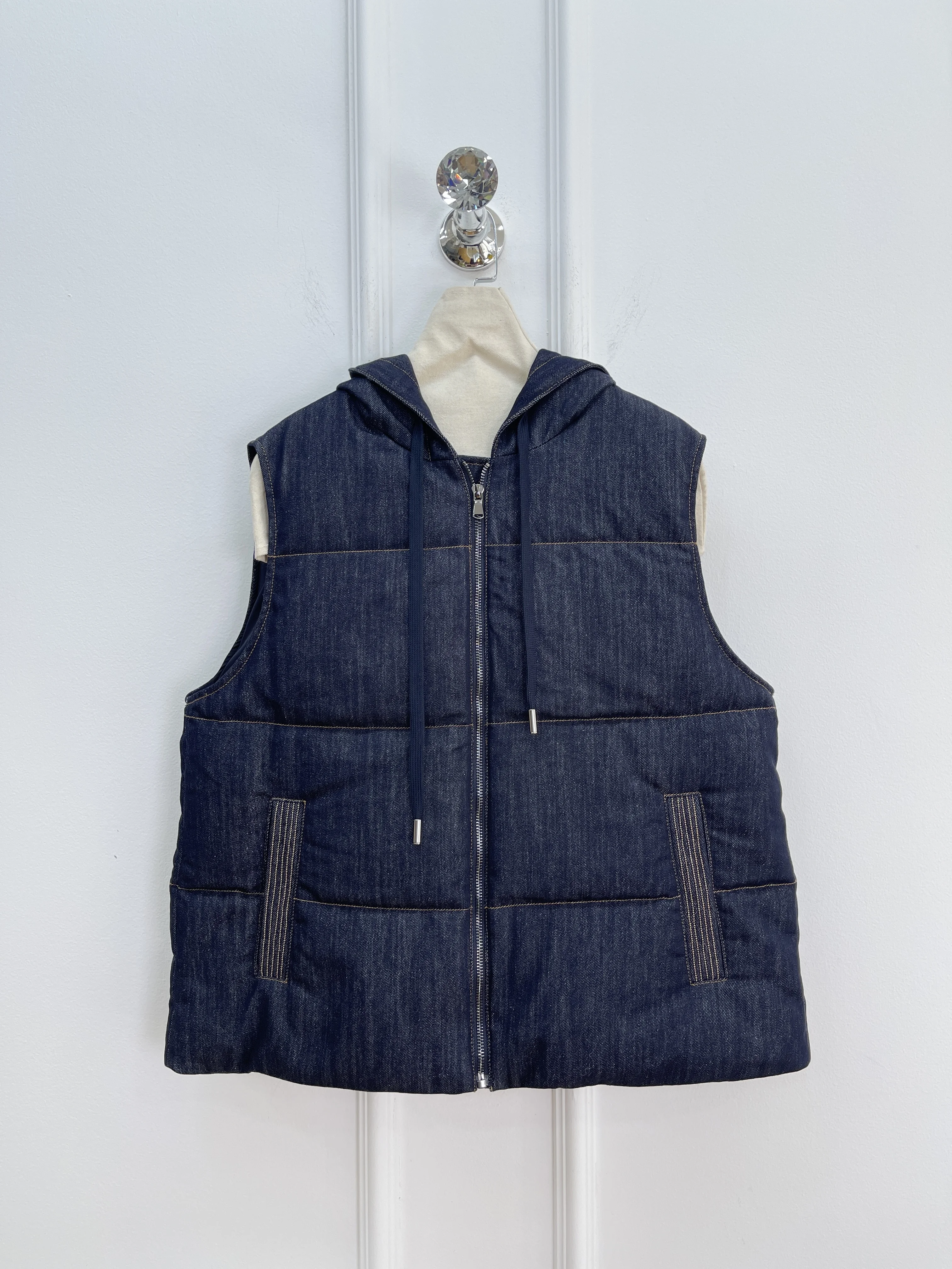 جديد الخريف/الشتاء عالية الجودة جيب سلسلة مقنعين أوزة أسفل سترة للنساء #2