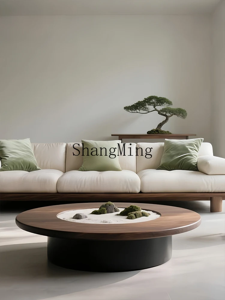 ZYY round coffee table living room home light luxury high sense medieval wabi sabi wind side table small table