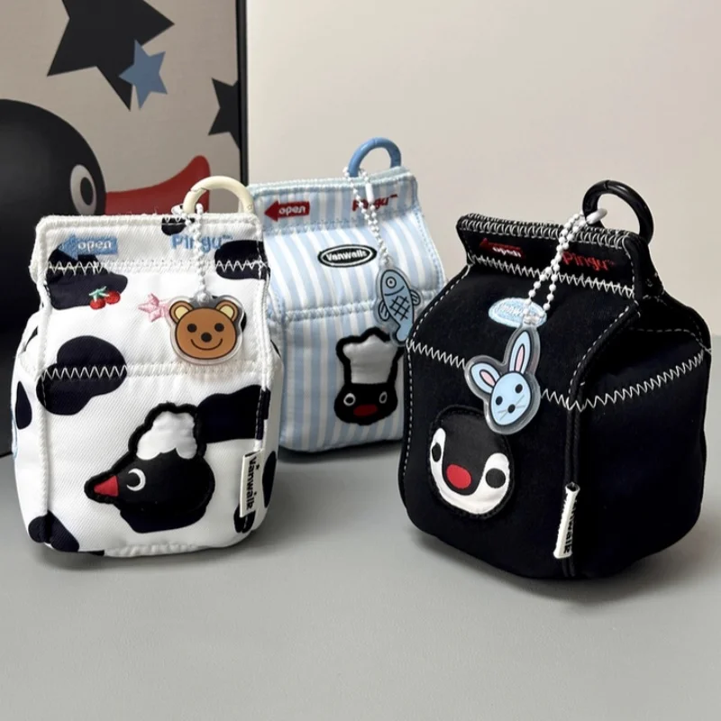 

Genuine Vanwalk × Pingu Milk Box Mini Coin Purse Cartoon Storage Bag, Cute Key Bag Fun Short Wallet Internet-Famous Style Gift