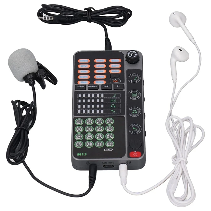New M13 Voice Changer,Live Voice Card Voice Changer, Handheld Microphone Voice Changer With BT 3.5Mm Port DJ Controller