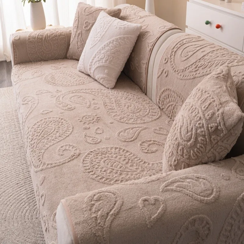 1Pcs Simple Thick Plush Anti Slip Durable Sofa Cover for Living Room Wear Resistant Anti Cat Scratch Couch Blanket