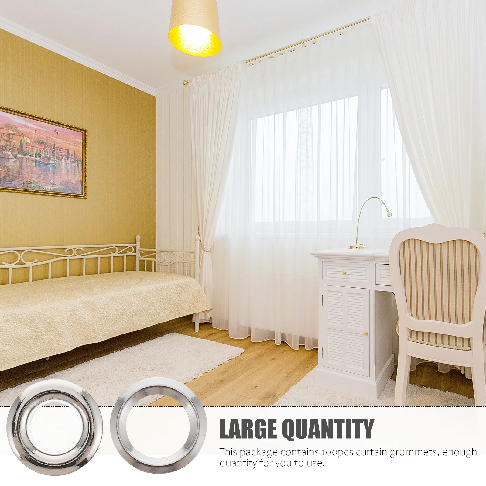 

100pcs Curtain Grommets Brass Eyelet Ring Low Noise Reusable Sliding Fastener For Home Bathroom Rods Practical Curtain Rings