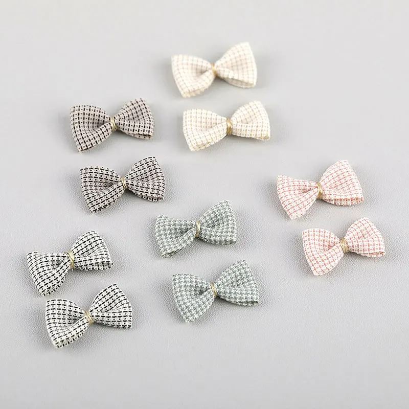 50 Stück kleine Schleifenapplikationen aus kariertem Stoff für DIY-Haarspangen, Kleidung, Schuhe, Hüte, Puppenkleidung, Schleifenaccessoires – Detail 6