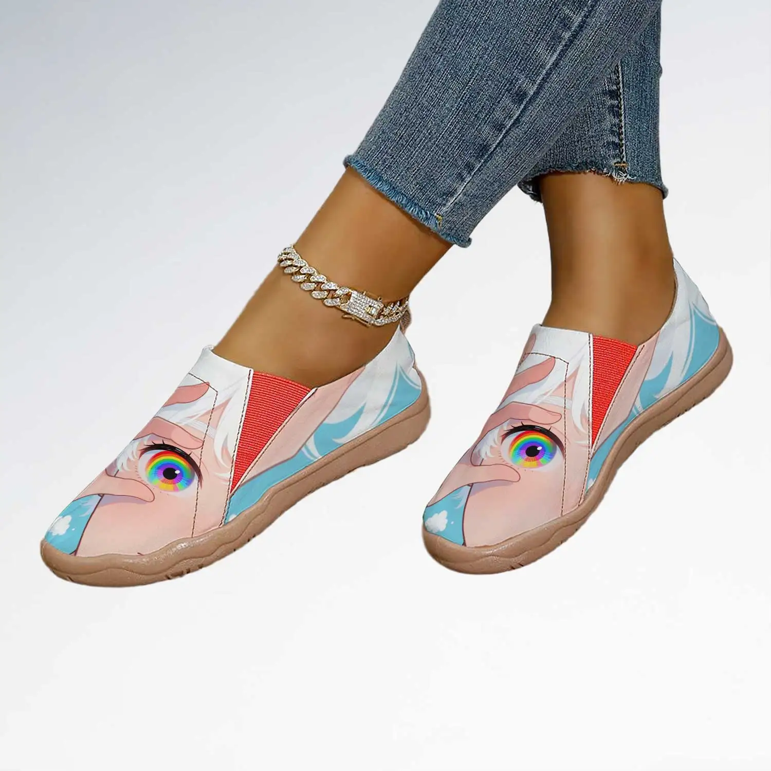 Unique Design Trendy Anime-Style Slip-On Canvas Shoes, Wide-Fit Soft-Soled Casual Shoes, Versatile Lazy Shoes for Students, Women's Shoes