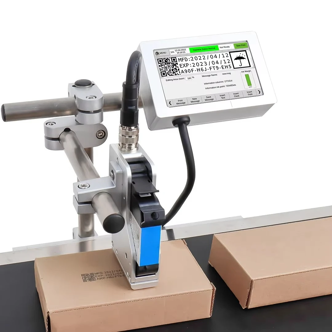 T180E Industrial TIJ Online Thermal Inkjet Printer 12.7mm Egg Box Label Expiry Date Batch Coding Machine