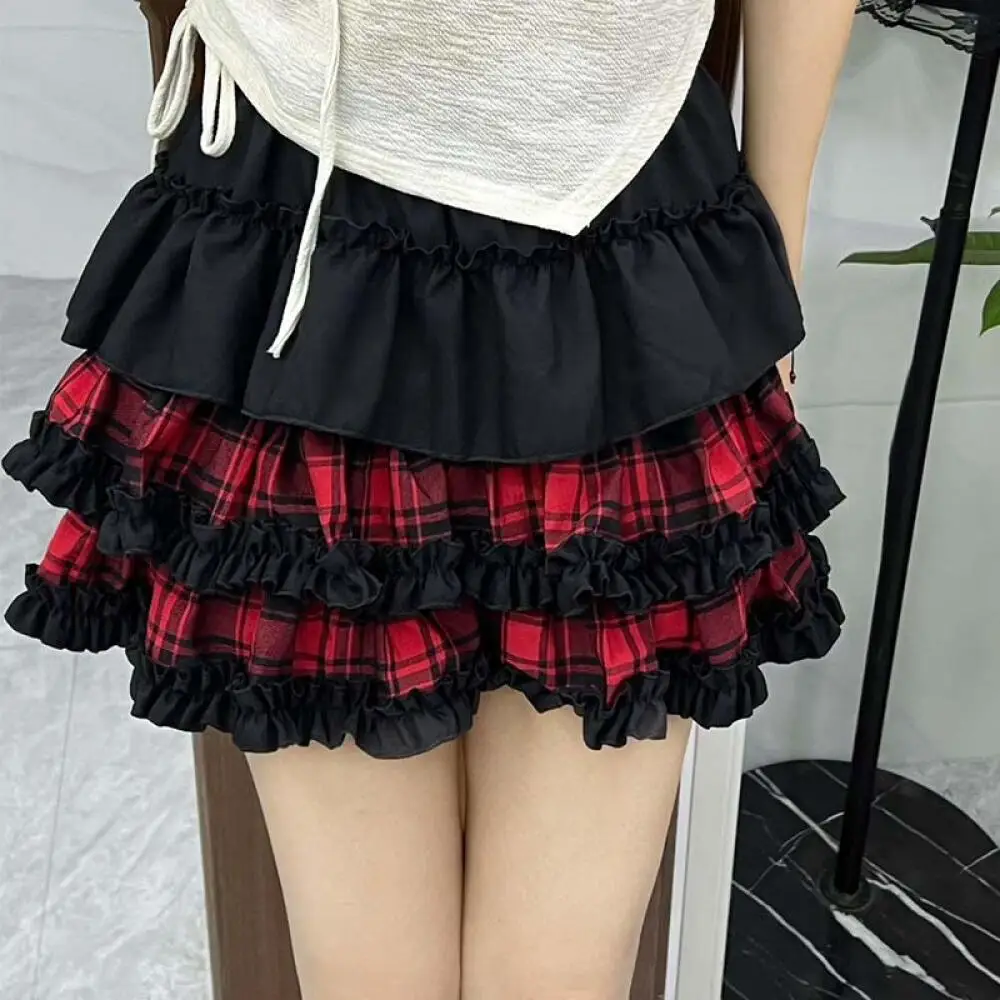 

Японская мини-юбка Y2K, милая юбка с рюшами, женская многослойная юбка-тортик с кружевом, летняя черная готическая плиссированная юбка А-силуэта, винтажная
