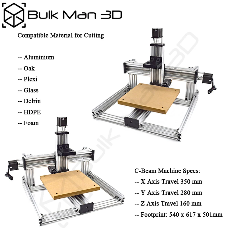 20% off BulkMan 3D 3 osi C-Beam CNC zestaw mechaniczny na biurko DIY zestaw ze szkieletem do grawerowania z silniki krokowe 1.26N.m Nema23