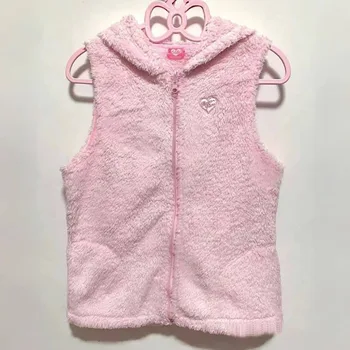 Japońskie pluszowe kamizelki przymierzalnia damska długa aksamitna kamizelka polarowa zapinana na zamek ciepła wygodna kamizelka ze stójką jesienno-zimowa