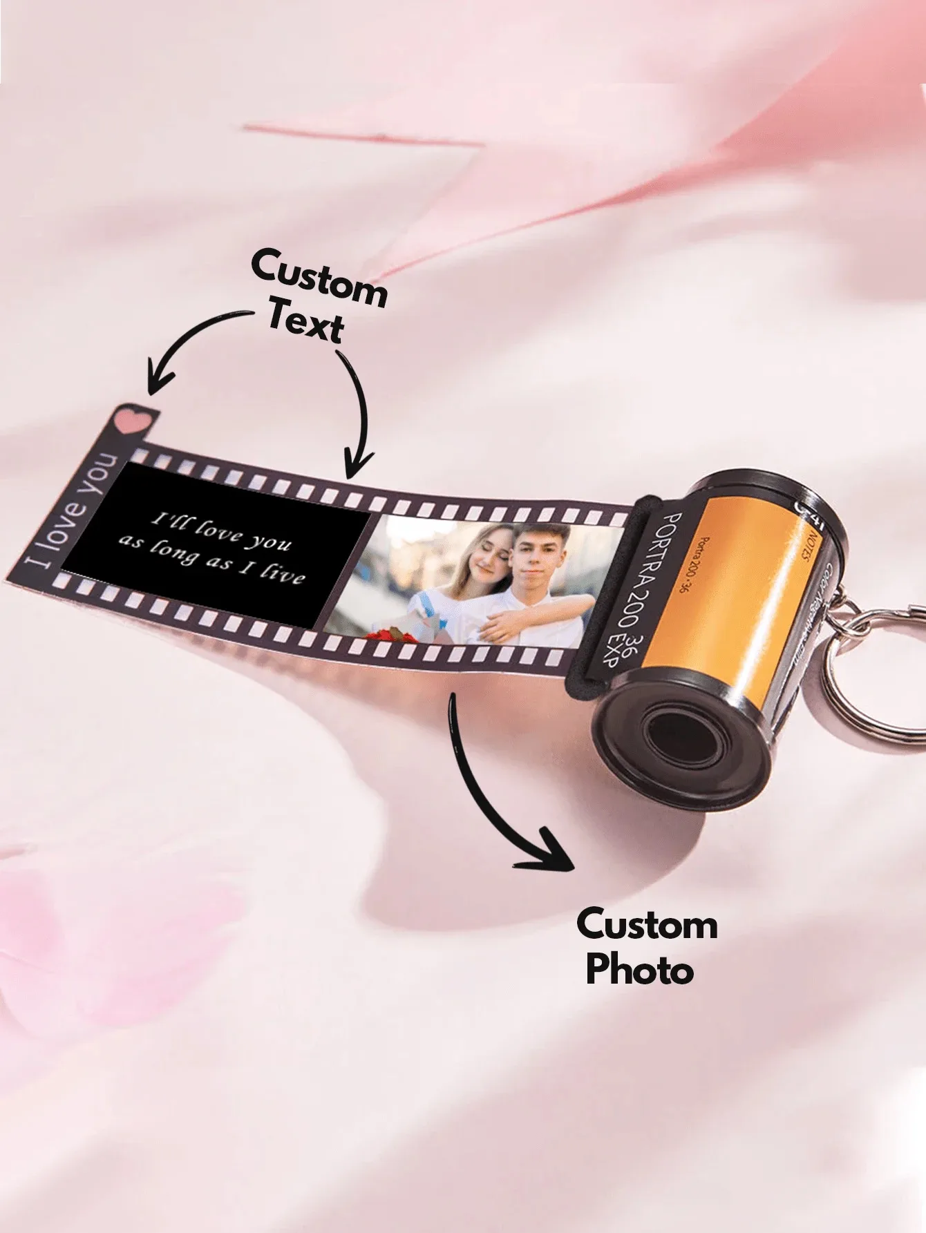 Custom Text and Photo Film Roll Keychain Personalized Camera Memory Keychain With Photos Memorial Gift for Weddings