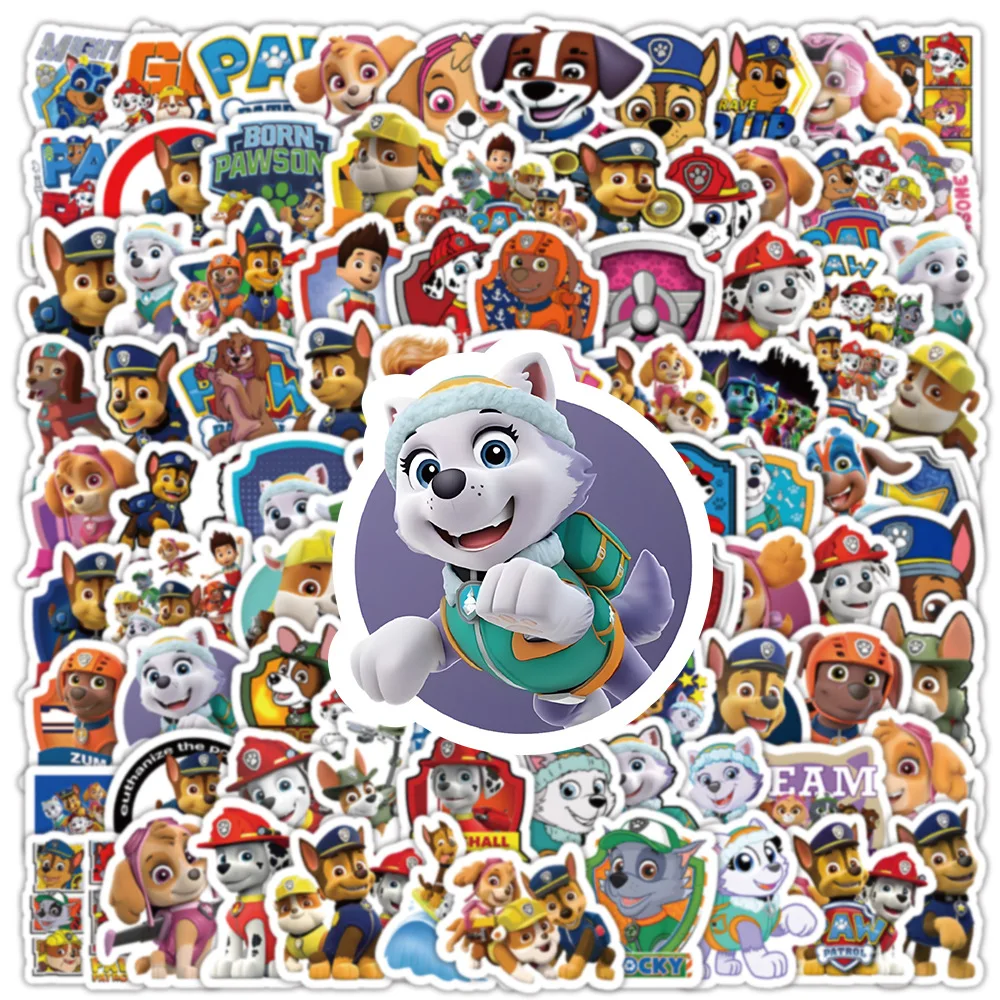 10/30/50/100PCS New Cool Cute Paw Patrol Cartoon Decal Decoration DIY Notebook Skateboard Luggage Fridge Graffiti Toys Kids Gift