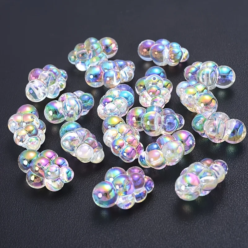 10Pcs 25mm Transparent AB Color Cloud Beads Set,  DIY Handmade Accessories Bead for Bracelet Necklace Keychain Making Supplies
