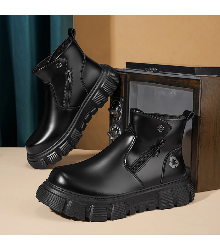 Herren-Freizeitstiefel mit hohem Schaft und seitlichem Reißverschluss, atmungsaktiv und bequem für Outdoor-Sportarten, Wandern und Trekking. – Detail 16
