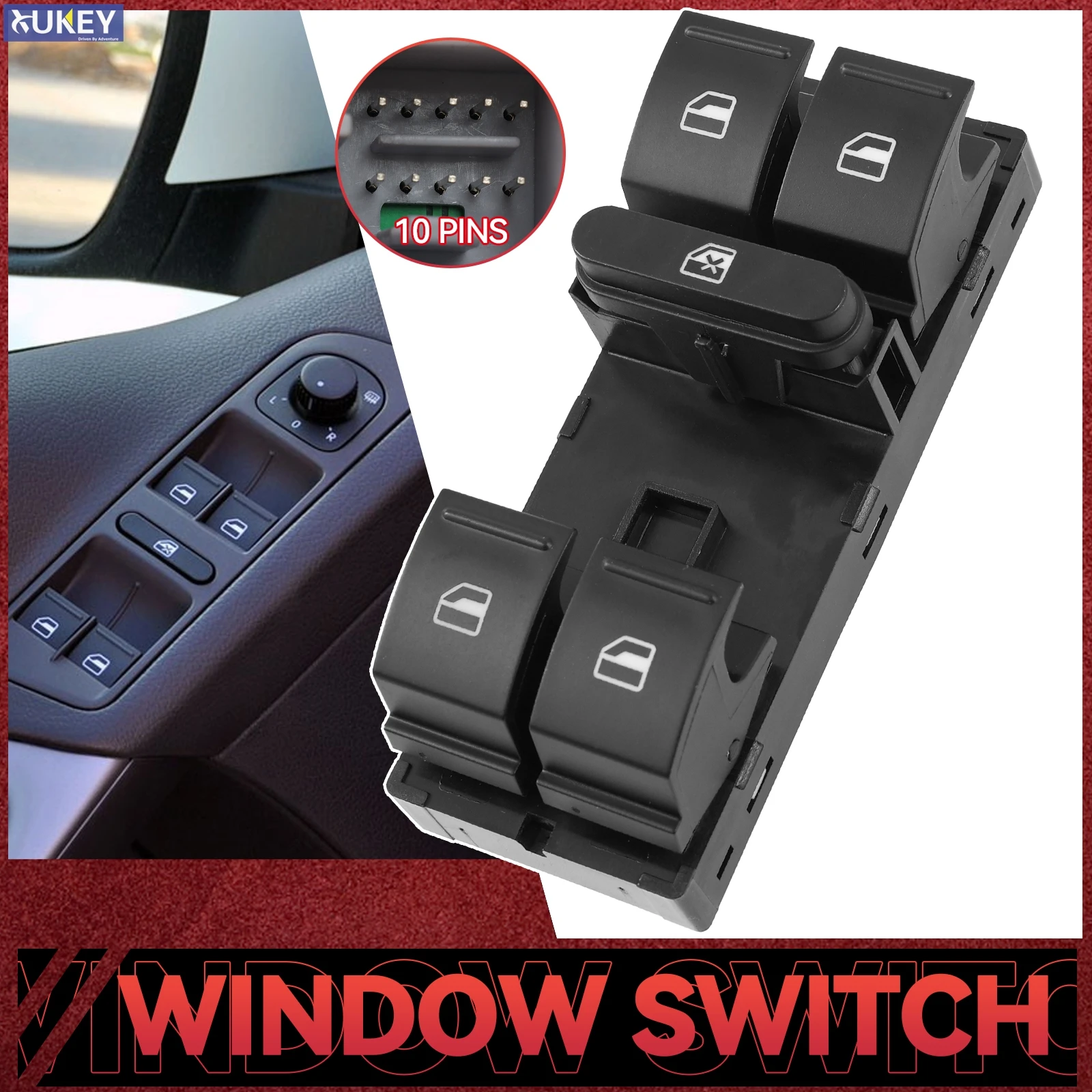 Car Electric Power Master Window Switch Button For VW Jetta Golf MK5 MK6 Passat B6 B7 CC Touran Tiguan Golf Plus Seat 1K4959857B