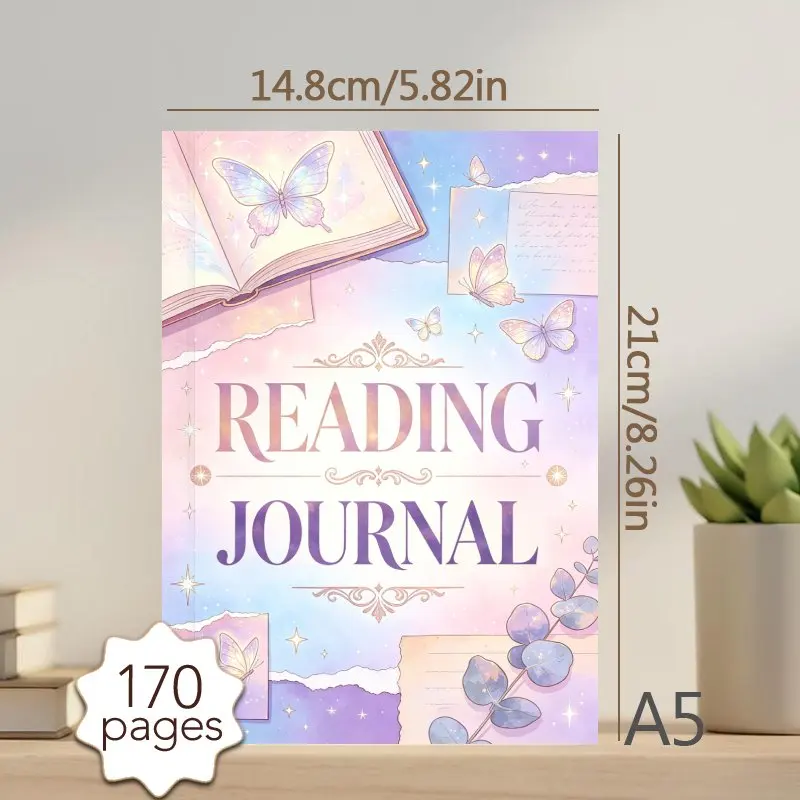 A5 Reading Journal,170 Pages Reading Planner,Bookshelf Illustration,New Release Tracking,Reflect on Book Content,Collect Quotes