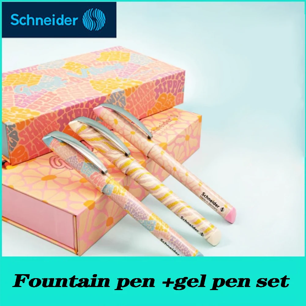 

1 Set Schneider Fountain Pen Gel Pen Set 0.5mm Iridium Gold Pen Tip Resin Material Kawaii School Stationery School Acsesories