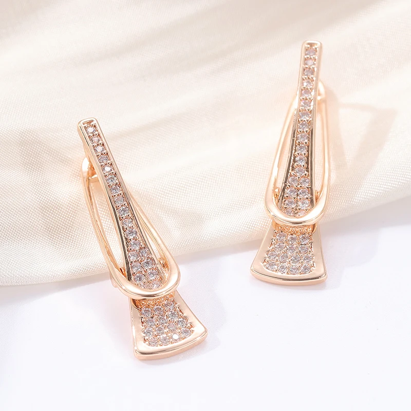 Delicate Elegant Synthetic Zircon Drop Earrings For Women Gold Color Romantic Gift Fashion Daily Banquet Fine Jewelry
