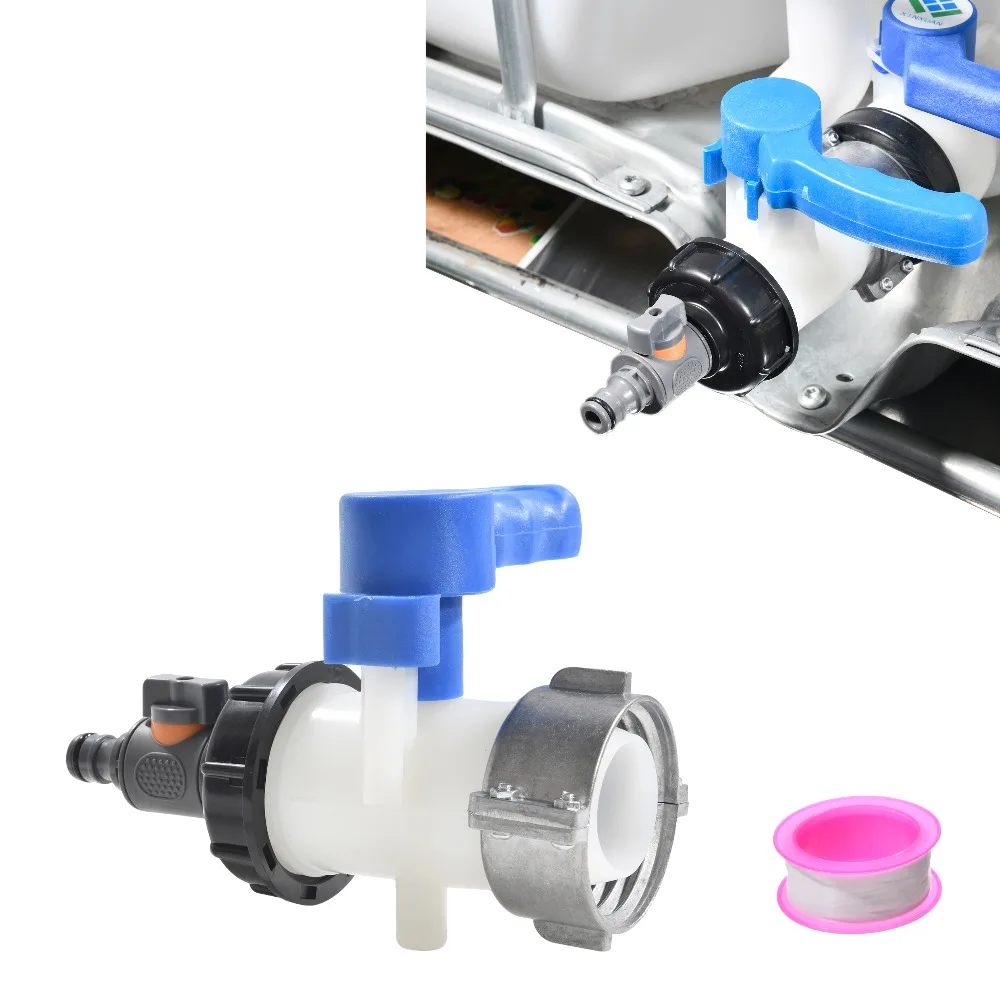 

1 комплект адаптера IBC Tote Tank S60/75 мм до 16 мм, переключатель ниппельного клапана, соединитель садового шланга, фитинги для дождевой стволы емкостью 264 галлона