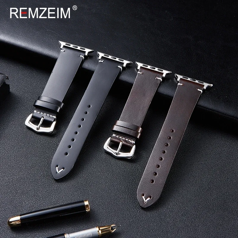 Apple Watch用オイルワックスレザーストラップ,iwatchシリーズ7, 5,se,iwatch,45mm, 41mm, 44mm, 40mm, 42mm, 38mm, 49mm 6、8、9ウルトラ2