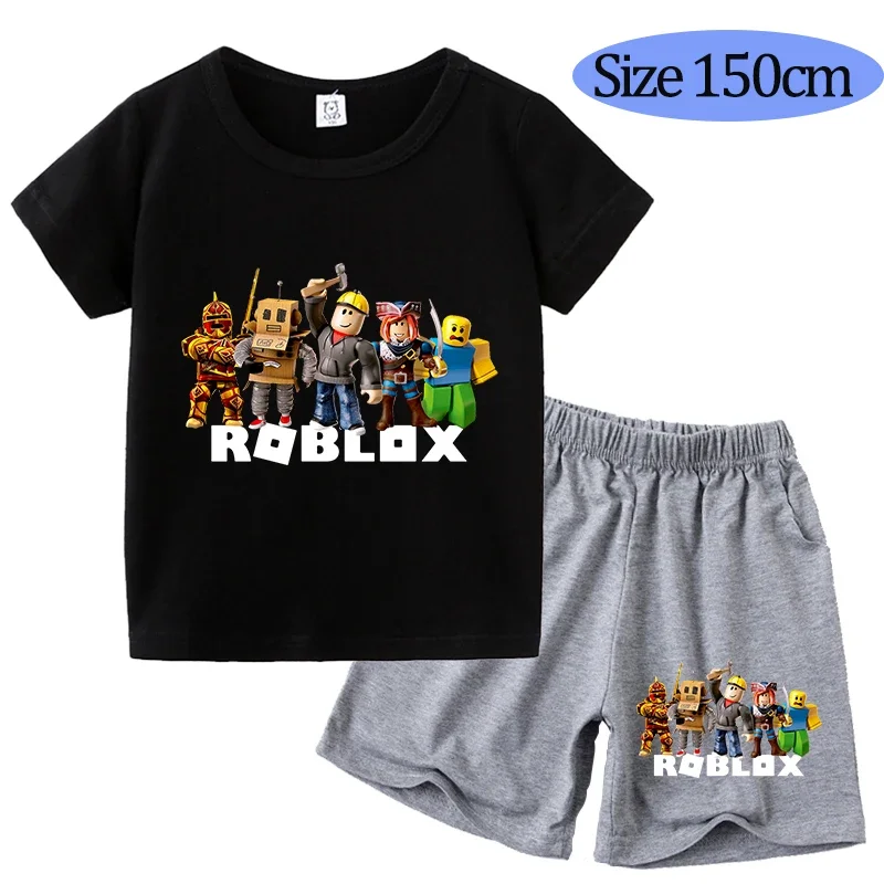 2025 تي شيرت السراويل Roblox setchildren الكرتون أنيمي الصيف قصيرة الأكمام تي شيرت السراويل ملابس رياضية للأطفال الملابس في الهواء الطلق