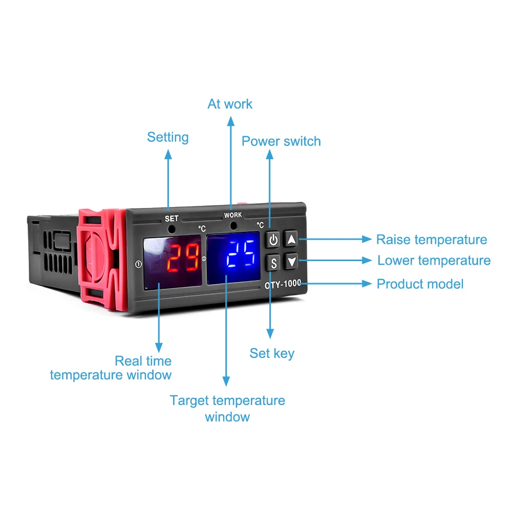 Controlador de temperatura OTY-1000 AC220V LED, termostato de Control Digital, Sensor termorregulador con Cable termoeléctrico de 1M