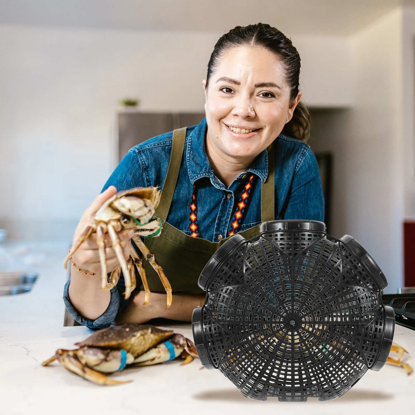 

Detachable Fishing Net Trap Reusable PP Mesh Cage for Crawfish Crab Shrimp Lobster Portable Saltwater Freshwater Fishing