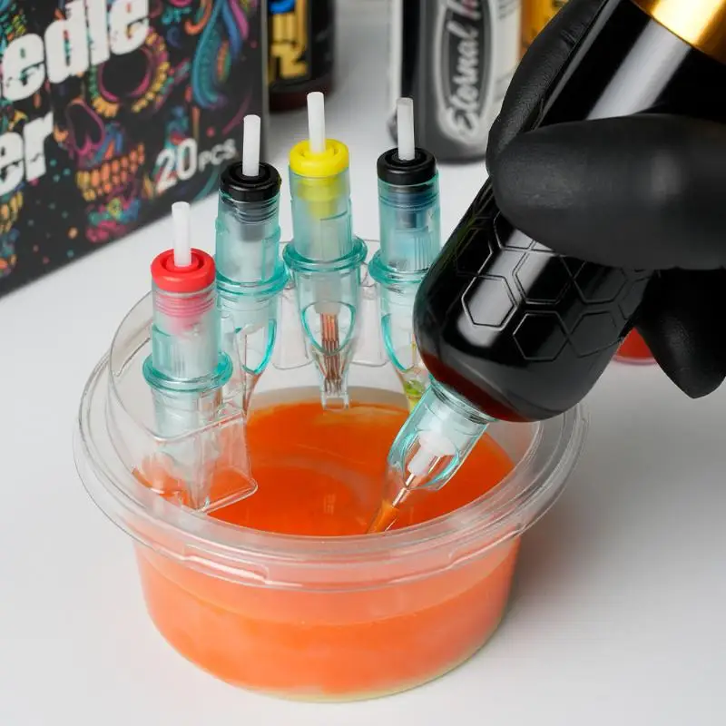@*20PCS Transparent Disposable Tattoo Needle Cup Holder Ideal for Tattoo Studio Use