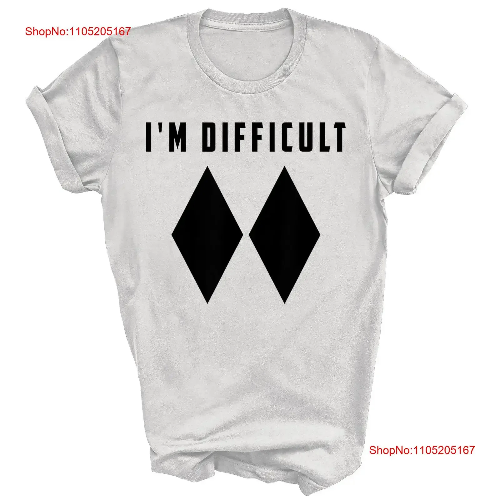 I'm Difficult Double Black Diamonds Ski T Shirt  vintage Washed Casual homme Stretched streetwear Stylish Comfortable Versatile