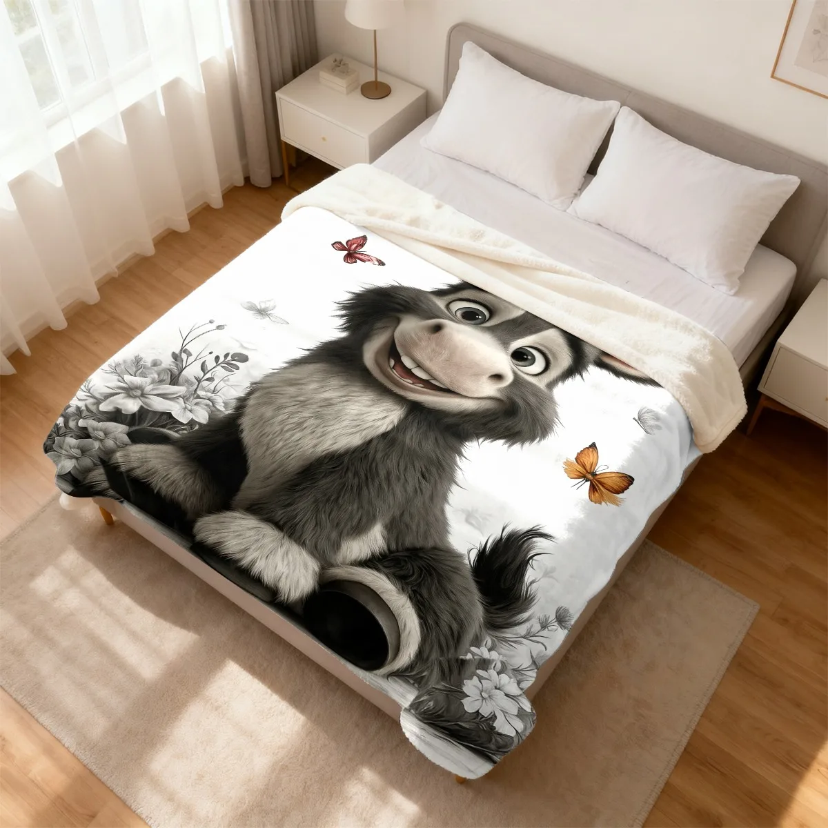 Donkey Cartoon Ultra Soft Lightweight Flannel Blanket Cozy Warm Throw with Vibrant Colors All-Season Use for Camping Travel Sofa