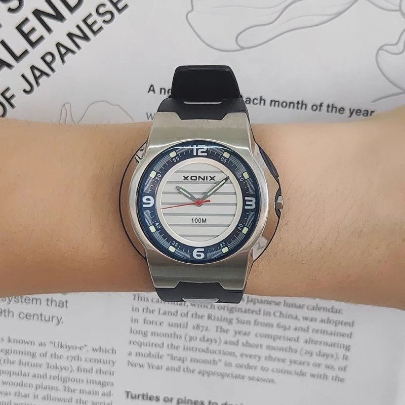 XONIX New Fashion Watches Personality Transparent Waterproof 100m Outdoor Sports Male Watch EL Light Students Montre Femme XB