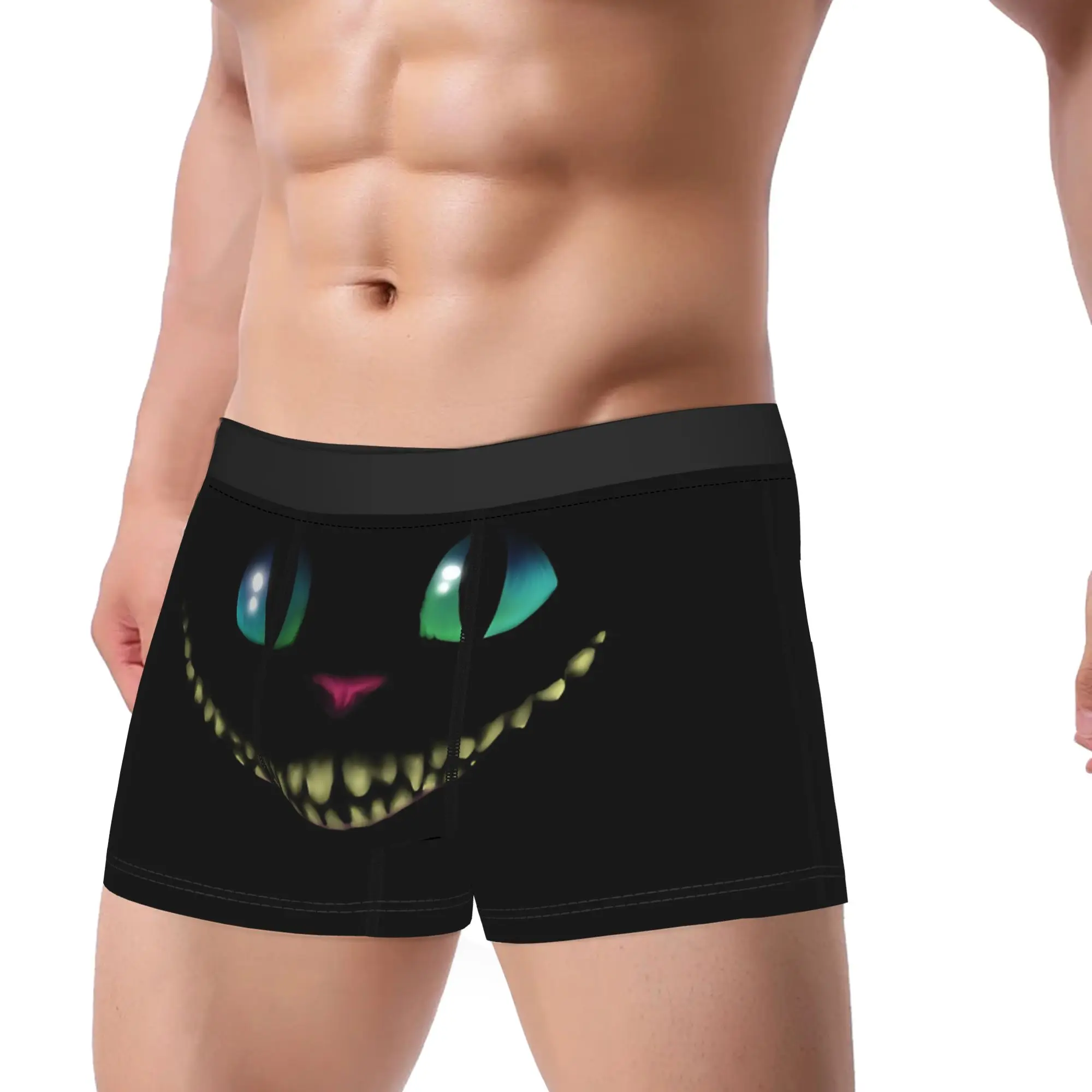 A-Alice In Wonderlands Cat Underwear  Male Underpants Custom DIY Elastic Boxershorts Hot Sale Boxer Brief Big Size 2XL